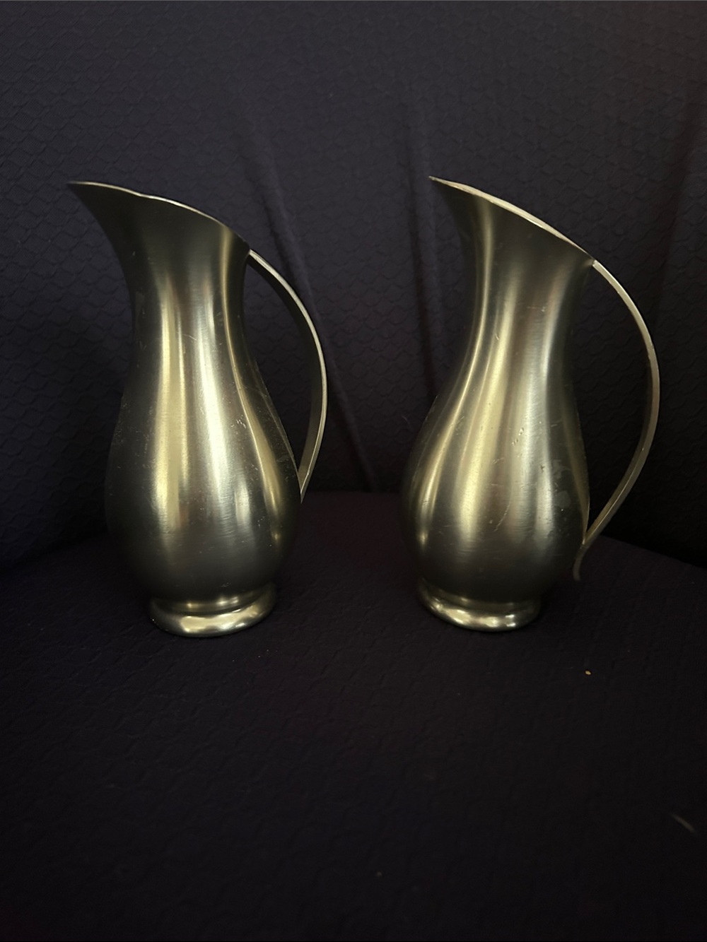 Two Vintage MCM Royal Holland Pewter - - pitcher or vase.